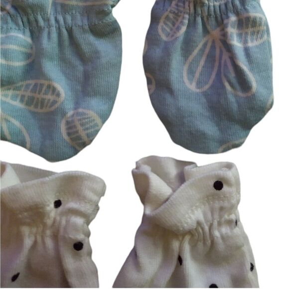 Coral White Blue 3 sets Newborn Infant Baby Mittens Hand Covers - Picture 4 of 4